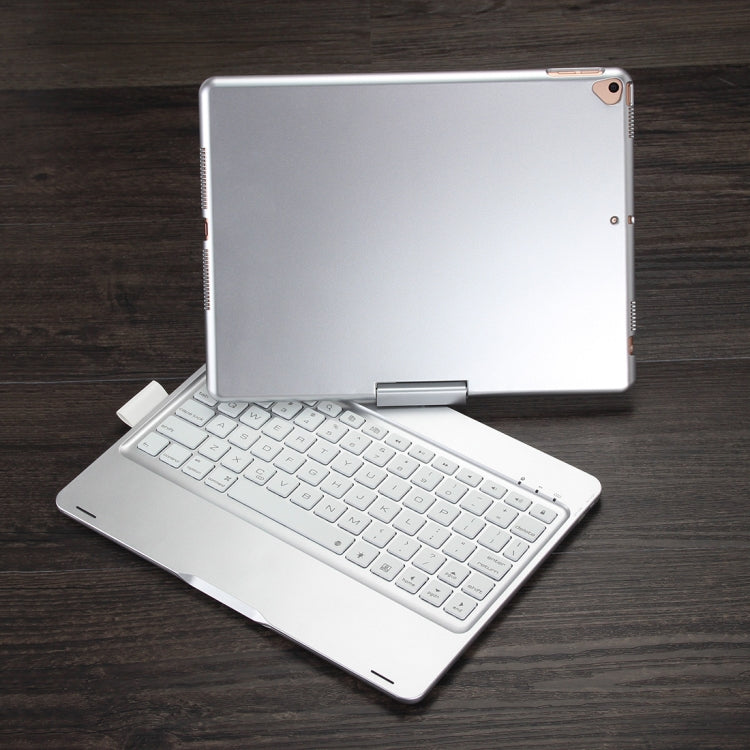 F102AS For iPad 10.2 inch Colorful Backlit Rotatable Bluetooth Keyboard Leather Tablet Case with Pen Slot Function