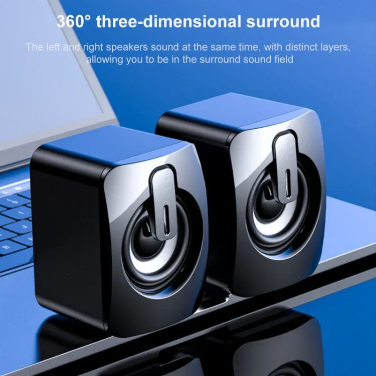 A2 USB 2.0 Wire-controlled Illuminated Mobile Phone Computer Mini Desktop Speaker, Illuminated