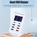 A8T 60W 8 Ports USB + QC3.0 + PD Type-C Smart Charging Station with Digital Display AC100-240V, EU Plug, A8T EU Plug