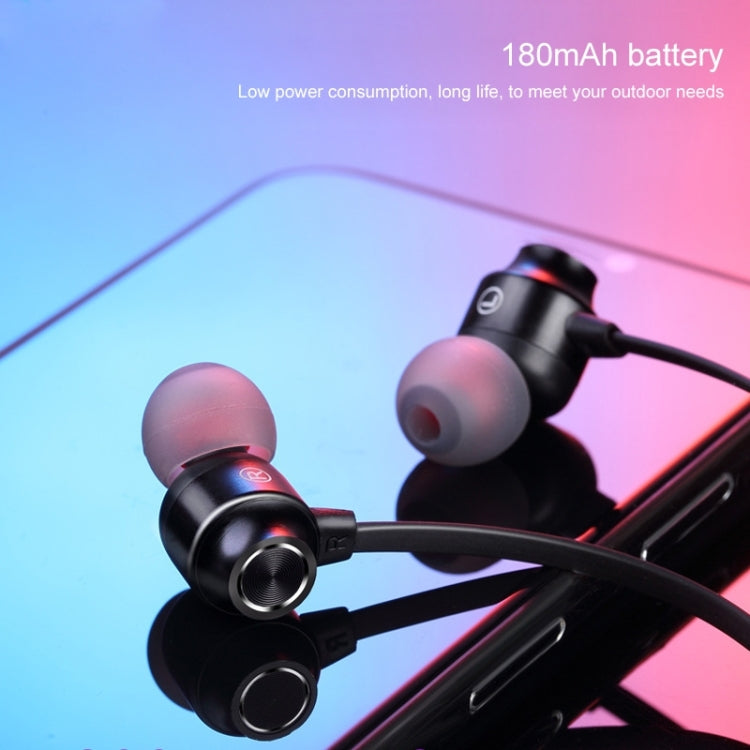 Bluetooth 5.1 Round Wire Neck-mounted Bluetooth Sports Earphone with Magnetic Function, Black, Red, White