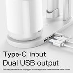 WS6 10W 2 USB Ports + USB-C / Type-C Port Multi-function Desk Lamp + Qi Wireless Charging Charger