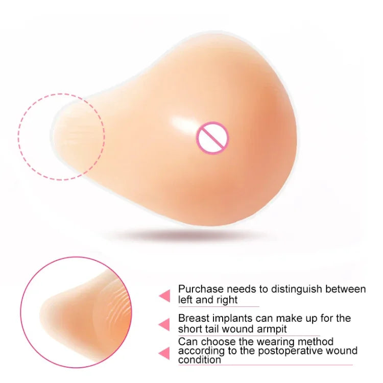 AS8 Spiral Shape Postoperative Rehabilitation Fake Breasts Silicone Breast Pad Nipple Cover 500g/Left, 500g/Left