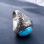 Europe and America Style Retro Gemstone Turquoise Men Titanium Steel Ring, Size: 13, Diameter: 22.3mm, Perimeter: 70mm, Diameter: 22.3mm