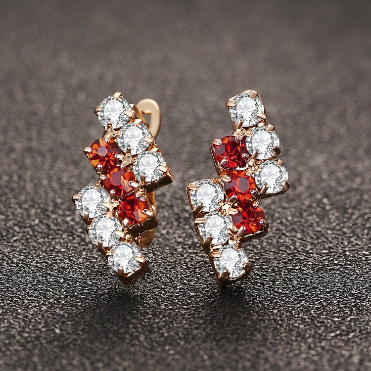 1 Pair Of 18 k Gold Irregular Geometrical Sterling Silver Crystal Stud Earring For Women, 21*9 mm, Red, Blue