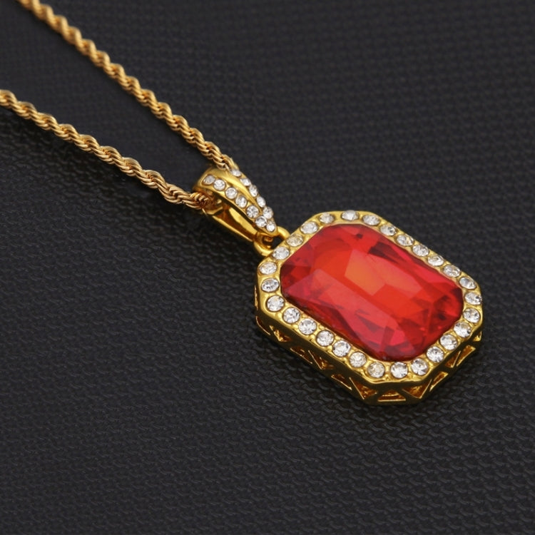 Hip Hop Mini Rhinestone Colorful Pendant Twist Gold Chain Necklace for Men, JEWE0309AA, JEWE0309AB, JEWE0309AC, JEWE0309AD