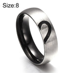Fashion Rhinestone Love Heart Splice Couples Ring Fine Titanium Steel Ring for Men and Women(Silver without Diamond, US Size: 8), Silver without Diamond, US Size: 8