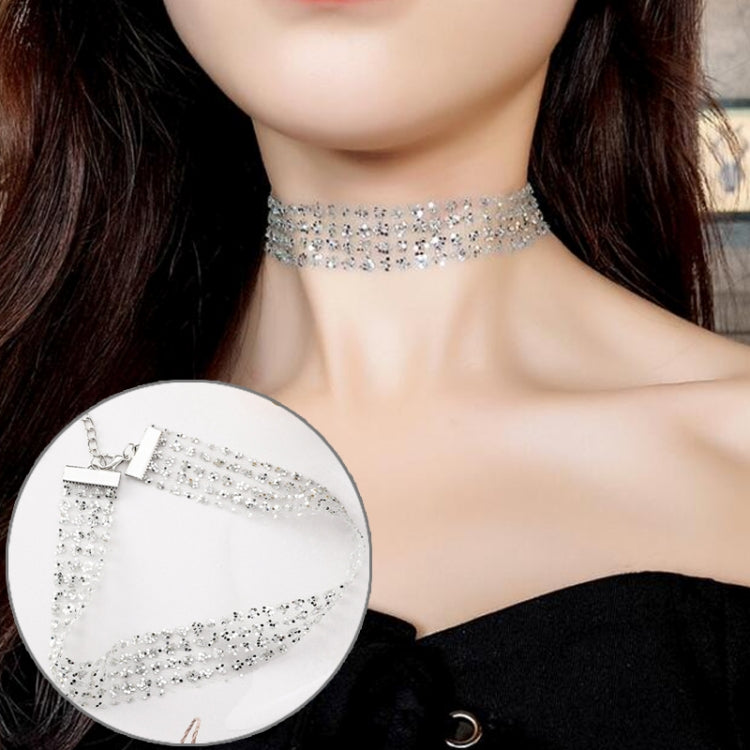 Ladies Simple Temperament Joy Super Flash Mesh Sequins Necklace Clavicle Chain