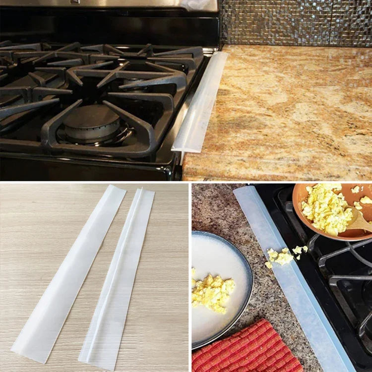 2 PCS 25 inches Gas Stove Slit Strip Antifouling Dustproof Waterproof Kitchen Sealing Strip, 25 inches, 25 inches (Black)