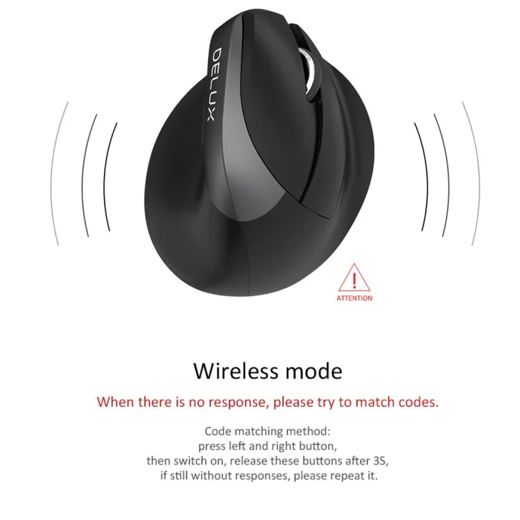 DELUX M618 Mini 2.4G Wireless 2400DPI USB Rechargeable Ergonomic Vertical Mouse, M618 Grey