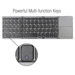 B033 Rechargeable 3-Folding 64 Keys Bluetooth Wireless Keyboard with Touchpad, 3-Folding 64 Keys with Touchpad White