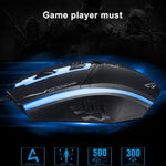 Chasing Leopard 199 USB 1600DPI Three-speed Adjustable LED Backlight Wired Optical Gaming Mouse, Length: 1.3m, 199 Black, 199