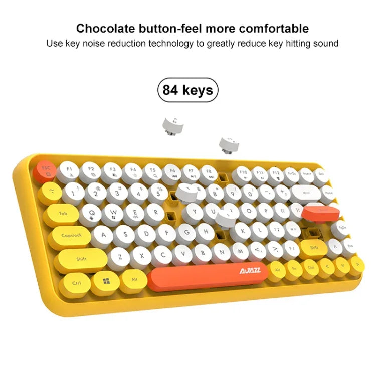 Ajazz 308I 84 Keys Tablet Mobile Phone Computer Household Office Bluetooth Keyboard, Yellow