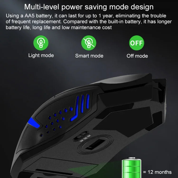 ET X-08 7-keys 2400DPI 2.4G Wireless Mute Gaming Mouse with USB Receiver & Colorful Backlight