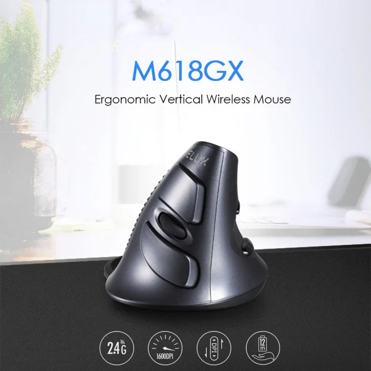 DELUX M618GX Wireless Ergonomic Vertical Mouse 1600DPI Optical Mouse, M618GX