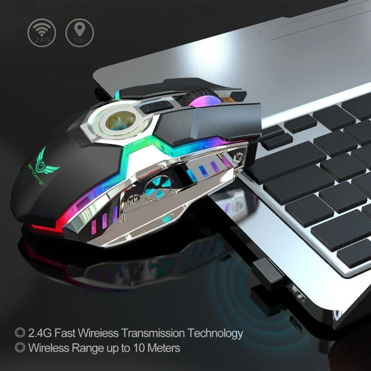 ZERODATE T30 2.4GHz 2400DPI Three-speed Adjustable RGB Backlight Wireless Optical Mouse, T30 White
