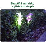 Simulated Lily Flower 4 Heads Solar Powered Outdoor IP55 Waterproof LED Decorative Lawn Lamp, White Light, White Light