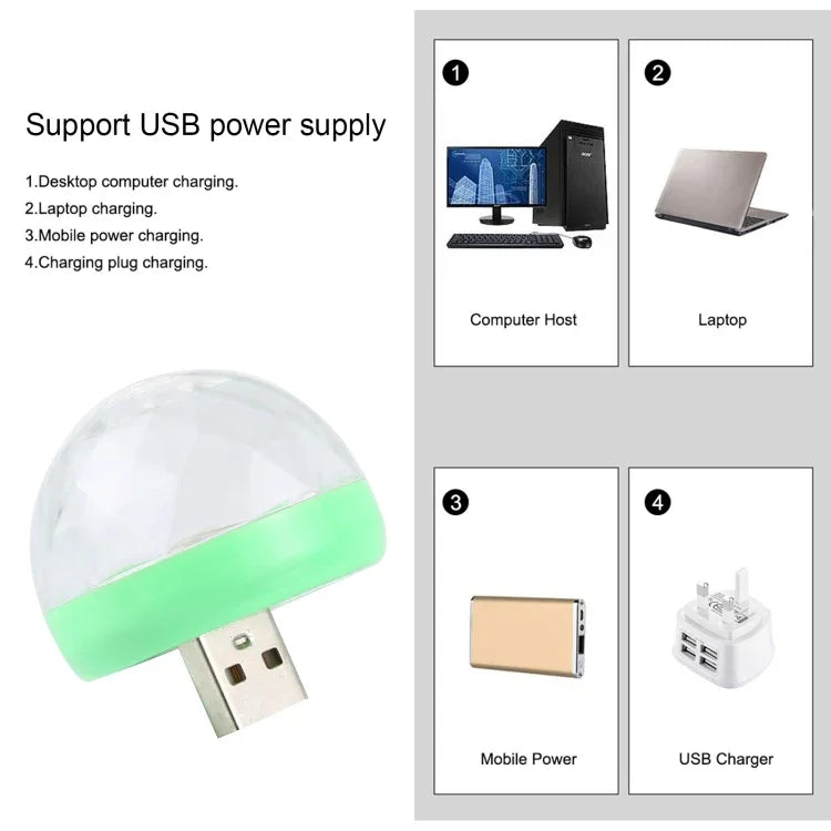 4W RGB USB LED Crystal Magic Ball Stage Light with 8 Pin Adapter, with 8 Pin Adapter