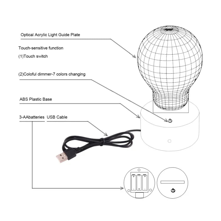 7 Colour Discoloration Creative Visual Stereo Lamp Desk Lamp Night Light, Death Star Style