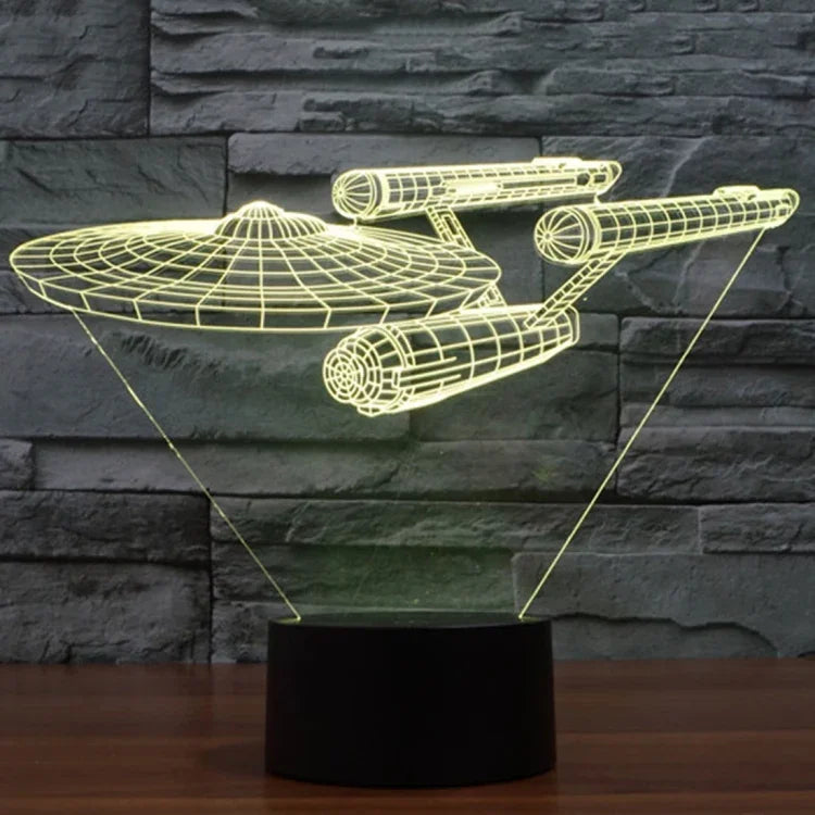 7 Color Discoloration Creative Visual Stereo Lamp Desk Lamp Night Light, Star Trek Battleship Style