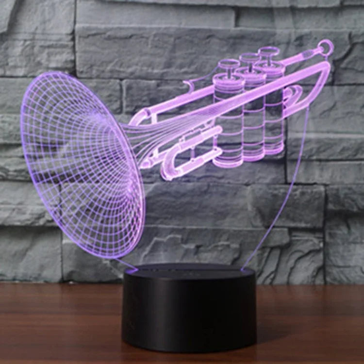 7 Colour Discoloration Creative Visual Stereo Lamp Desk Lamp Night Light, Trumpet Shape