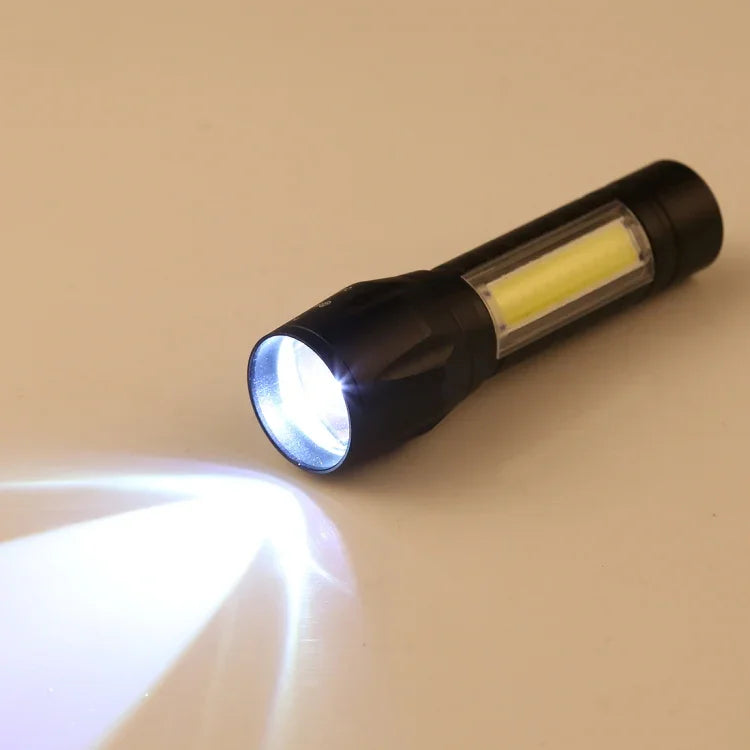 A2 USB Charging Waterproof Zoomable XPE + COB Flashlight with 3-Modes & Storage Box, A2