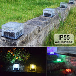 Solar Powered Square Tempered Glass Outdoor LED Buried Light Garden Decoration Lamp IP55 Waterproof，Size: 10 x 10 x 5.2cm, 10 x 10 x 5.2cm