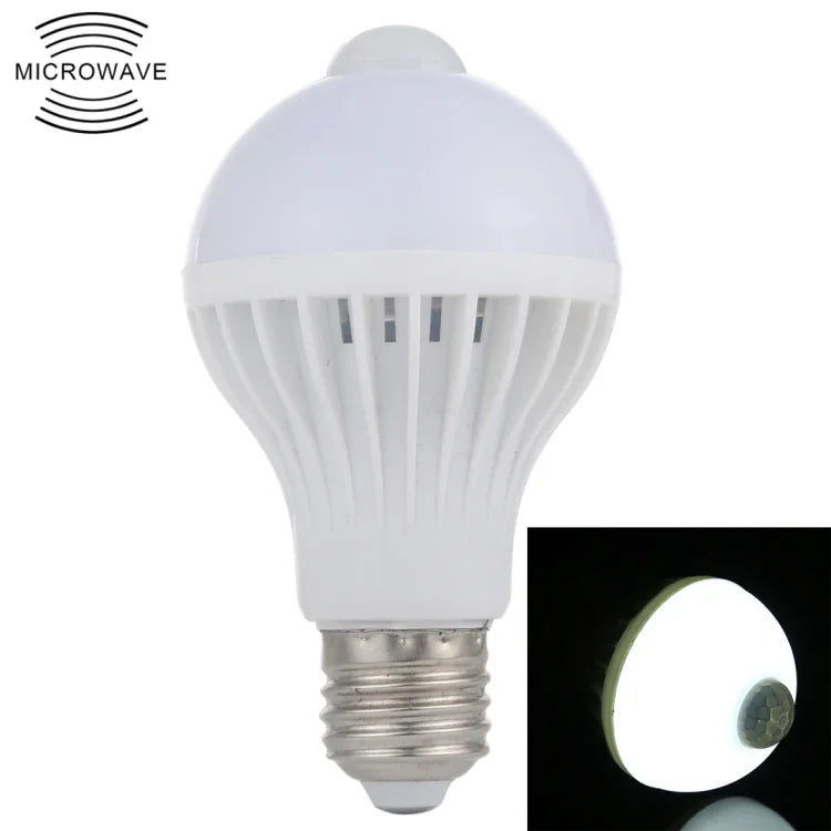 E27 7W 16 LEDs SMD 5730 450LM Infrared Motion Sensor LED Light Bulb, Sensor Distance: 4-6m, AC 220V, E27 7W White Light