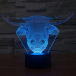 7 Colour Discoloration Creative Visual Stereo Lamp Desk Lamp Night Light, Cow Style