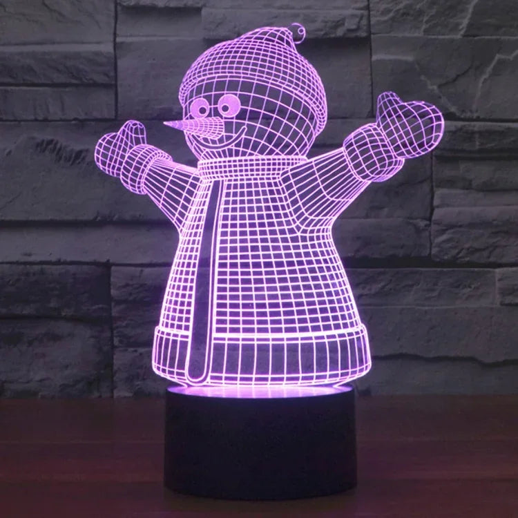 7 Color Discoloration Creative Visual Stereo Lamp Desk Lamp Night Light, 2923 Snowman Style