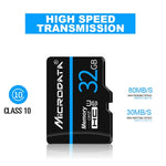 MICRODATA 32GB U1 Blue Line and Black TF Memory Card, 32GB