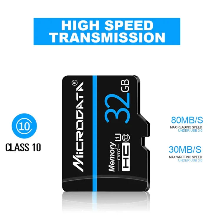 MICRODATA 32GB U1 Blue Line and Black TF Memory Card, 32GB