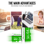 MICRODATA 16GB U1 Green and White TF(Micro SD) Memory Card, 16GB
