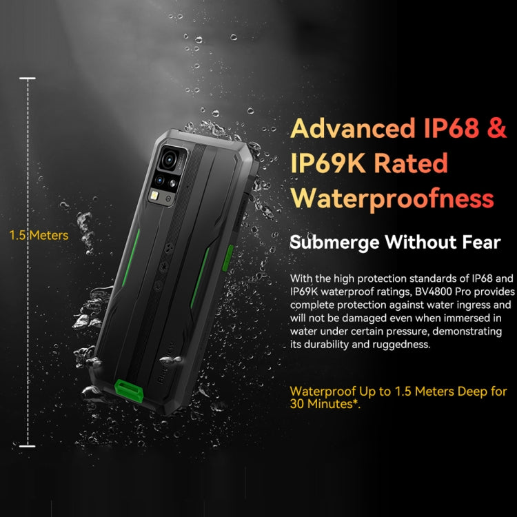 Blackview BV4800 Pro, 4GB+128GB, IP68/IP69K/MIL-STD-810H, 6.56 inch Android 14 Unisoc T606 Octa Core, Network: 4G, OTG
