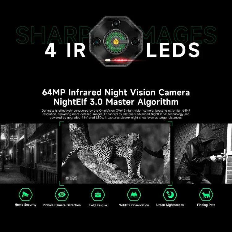 Ulefone Armor 33 Rugged Phone, 12GB+512GB, 6.95 inch Android 15 MediaTek Helio G100 Octa Core, Network: 4G, OTG, NFC, LED Light, Armor 33