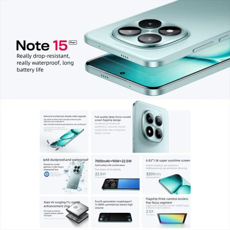 Xiaomi Redmi Note 15 Pro+ 5G, 12GB+512GB, 6.83 inch Xiaomi HyperOS 2 Snapdragon 7s Gen 4 Octa Core, Network: 5G, NFC, 12GB+512GB