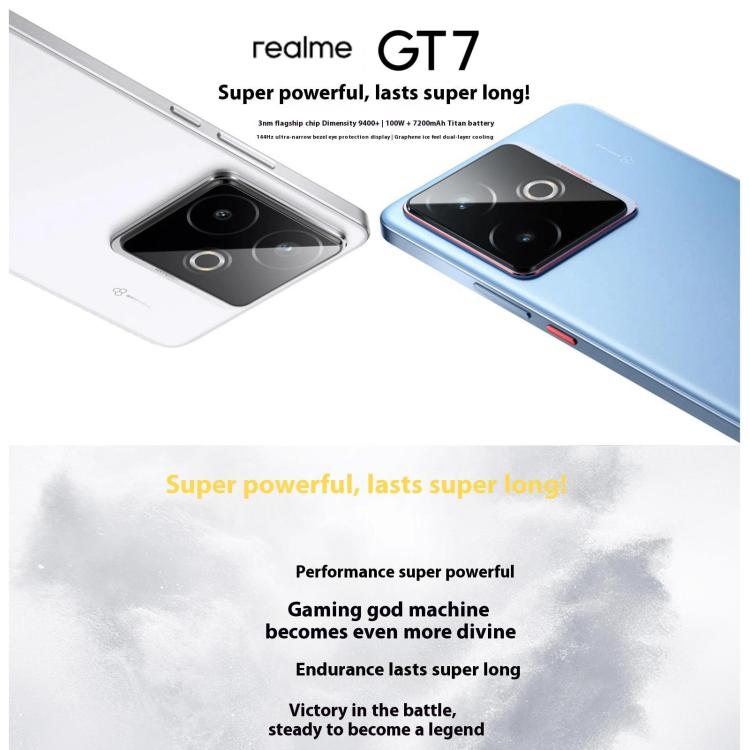 Realme GT7, 16GB+256GB, 6.8 inch Android 15 / Realme UI 6.0 MediaTek Dimensity 9400+ Octa Core, NFC, Network: 5G, Support Google Play, 16GB+256GB