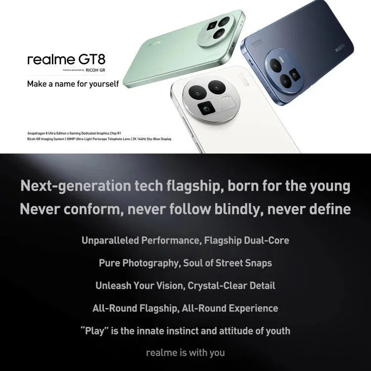 Realme GT8, 16GB+256GB, 6.79 inch Realme UI 7.0 Android 16 Snapdragon 8 Elite Octa Core, NFC, OTG, Network: 5G, 16GB+256GB, Realme GT8, 16GB+256GB