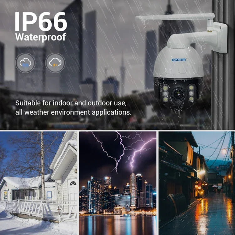 ESCAM Q5068 H.265 5MP Pan / Tilt / 4X Zoom WiFi Waterproof IP Camera, Support ONVIF Two Way Talk & Night Vision, AU Plug, UK Plug, US Plug, EU Plug, AU Plug