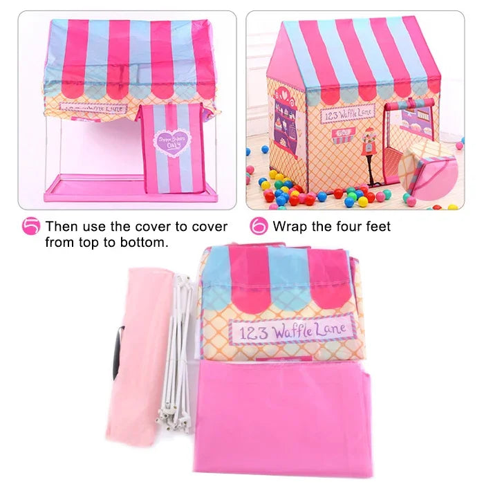 Household Children Printing Play Tent Small Game House, with 50 Ocean Balls, with 50 Ocean Balls (Black White), with 50 Ocean Balls (Pink), with 50 Ocean Balls (Green), with 50 Ocean Balls (Light Pink)