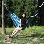Outdoor Rollover-resistant Double Person Canvas Hammock Portable Beach Swing Bed with Wooden Sticks, Size: 190 x 150cm, Size: 190 x 150cm(Blue), Size:190 x 150cm(Red)