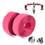 1 Pair Cycling Road Bike Sports Bicycle Cork Handlebar Tape Wrap + 2 Bar Plug, 2m Red, 2m White, 2m Yellow, 2m Black, 2m Pink, 2m Green, 2m Blue