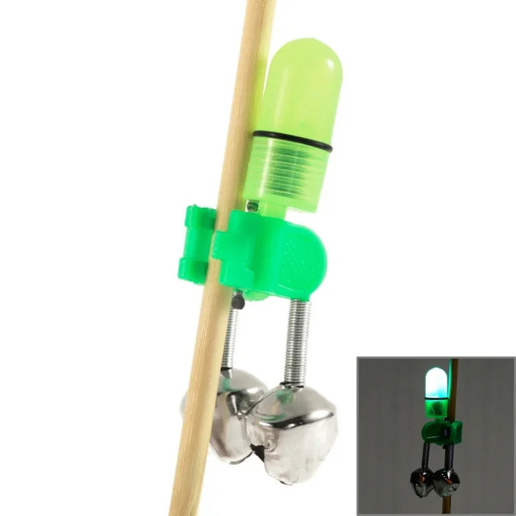 10 PCS Fishing Accessory Twin Bells Clip Fishing Bite Alarm with LED Night Light, Fishing Alarm Bells