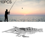 10 PCS 4cm Fishing Soft Bait Lures Popper Poper Baits, Artificial Shrimp, Luminous Shrimp, Pink Shrimp, Green Shrimp, Transparent Shrimp