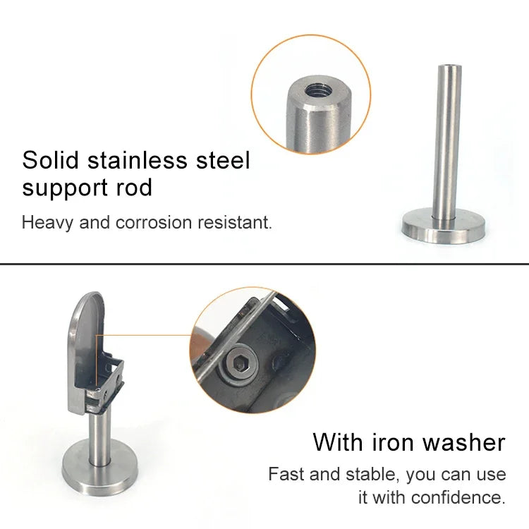 201 Stainless Steel Glass Fish Mouth Support Rod Fixing Clip with 14x40mm Rod, Specification: M, M, with 14x40mm Rod