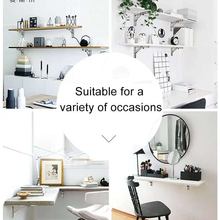 2 PCS 10 inch K Type Wall-mounted Foldable Stainless Steel Spring Storage Shelf for Dining Table, 10 inch