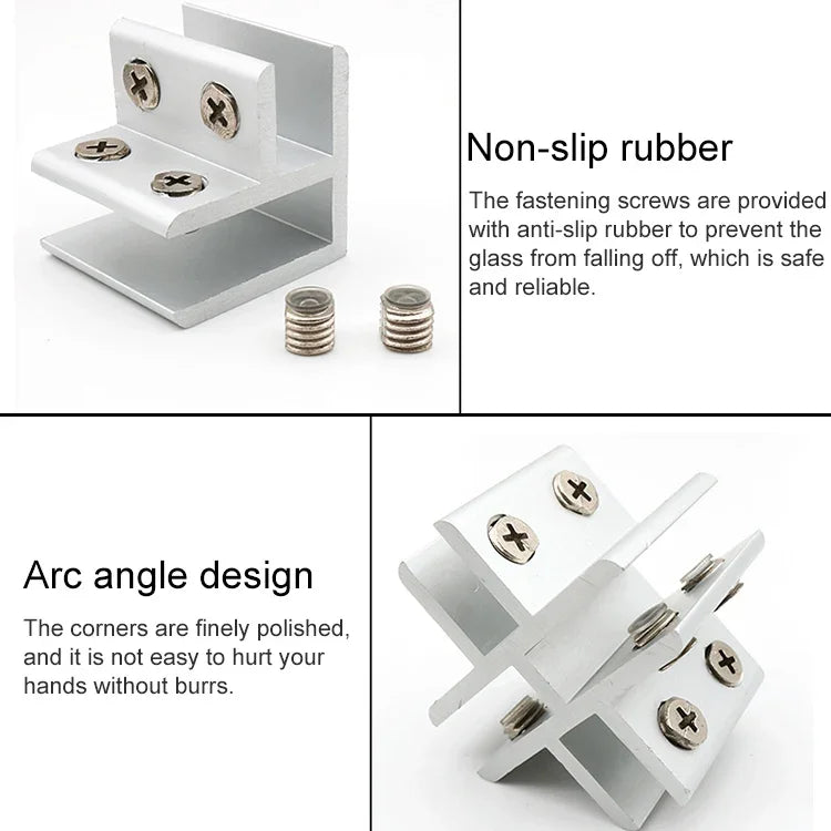 Aluminum Alloy Glass Combination Clamp Cabinet Partition Fixing Clip, 180 degrees Cliped 10-12mm, 180 degrees Cliped 10-12mm