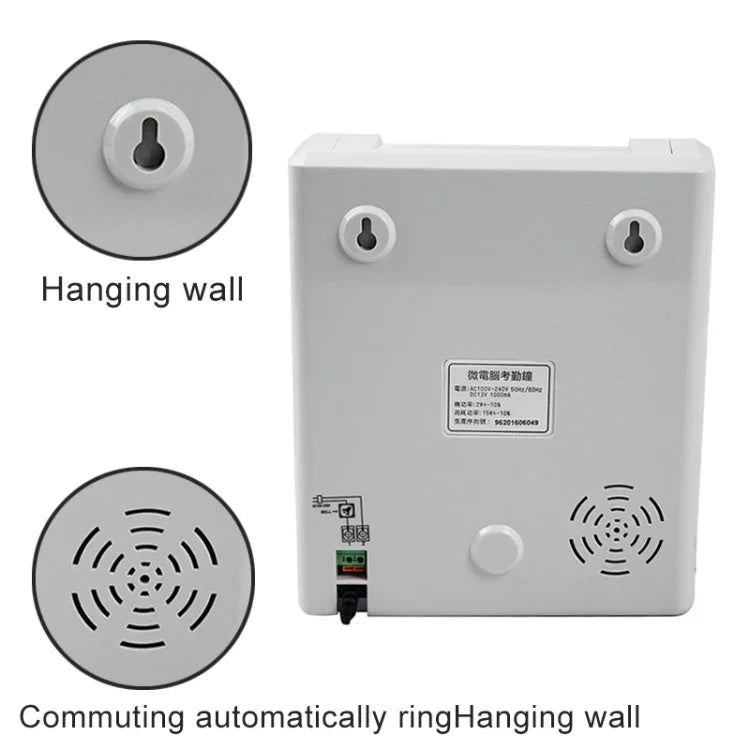 LCD Screen Electronic Time Clock Paper Card English Attendance Machine Punch Machine, Support Music Bell, LCD Screen