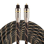 10m OD6.0mm Gold Plated Metal Head Woven Net Line Toslink Male to Male Digital Optical Audio Cable, Length: 10m