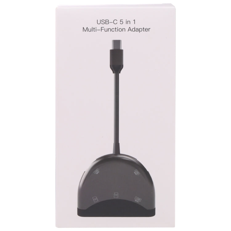 NK-3039 5 in 1 USB-C / Type-C Male to TF / SD Card Slot + 3 USB Female Adapter, NK-3039