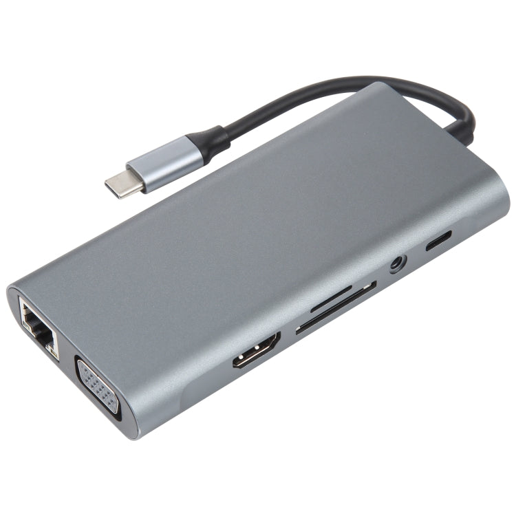 11 in 1 USB-C / Type-C to USB Docking Station HUB Adapter(1000M Network Port), 1000M Network Port